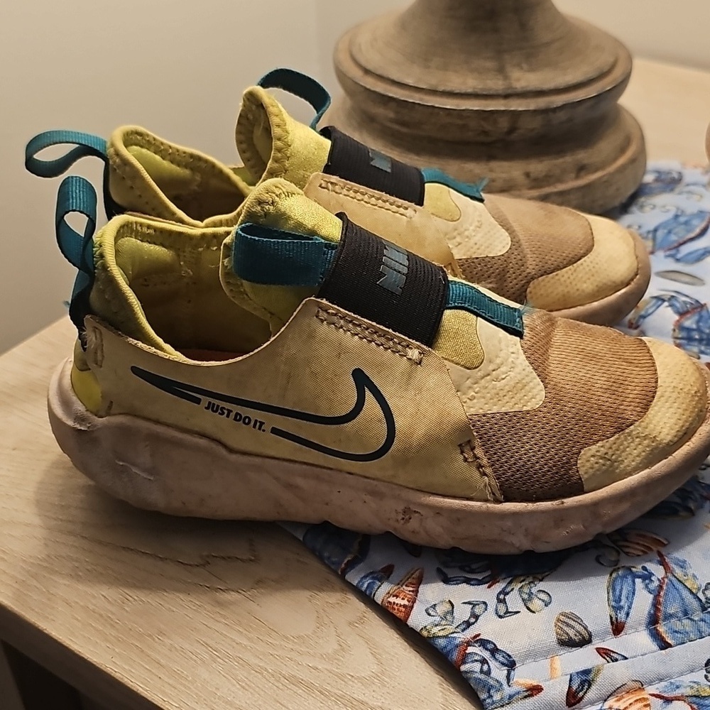 Nike Kids Play Shoes Yellow and Teal Slip-On Sneakers